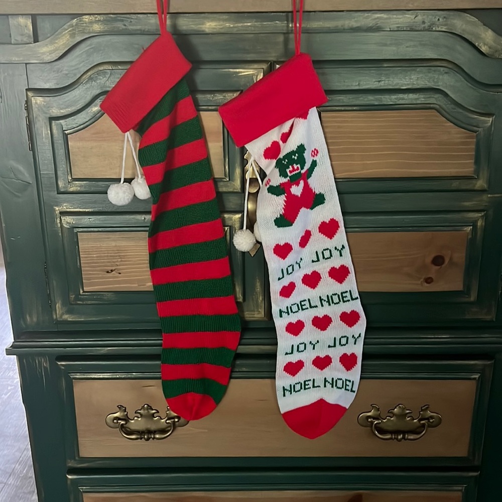 Vintage Christmas knitting socks